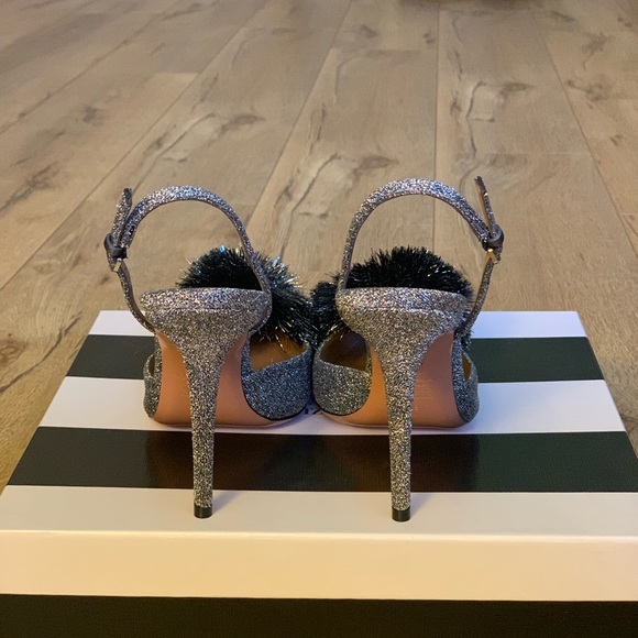 ❌SOLD❌Aquazzura Powder Puff Silver Metallic Slingback - Picture 4 of 6